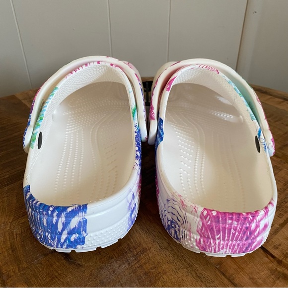 Crocs Classic Cyber Beach Clog Men's 11 White Tie Dye Multi Color Splatter NWT - Picture 6 of 11